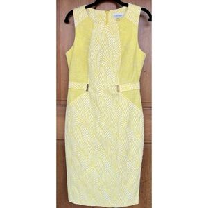 Calvin Klein Yellow White Sleeveless Dress size 4